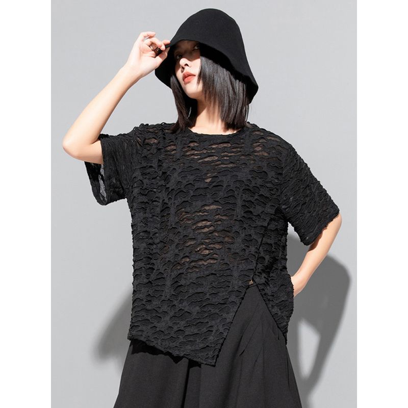See-through Women s Summer T-shirt Short Sleeve Loose Tops Fashion Personality Mesh T-shirt Special-Interest Design Asymmetrical Trendy T Black M
See-through Women s Summer T-shirt Short Sleeve Loose Tops Fashion Personality Mesh T-shirt Special-Interest Design Asymmetrical Trendy T Black M