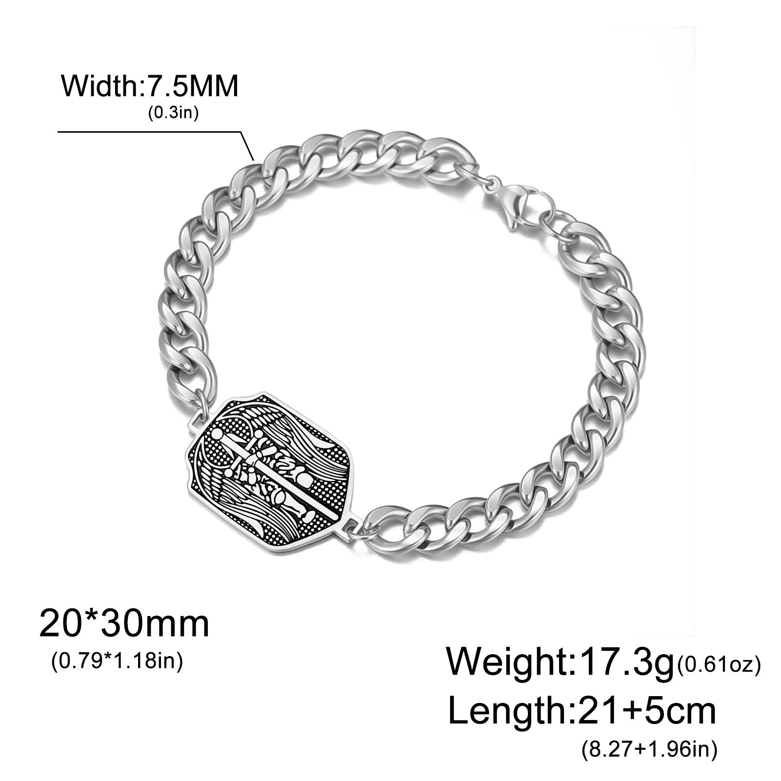 Stainless Steel Archangel St Michael Bracelet Patron Saint of Police Sword Cross Shield Unisex Jewelry Gift
Stainless Steel Archangel St Michael Bracelet Patron Saint of Police Sword Cross Shield Unisex Jewelry Gift