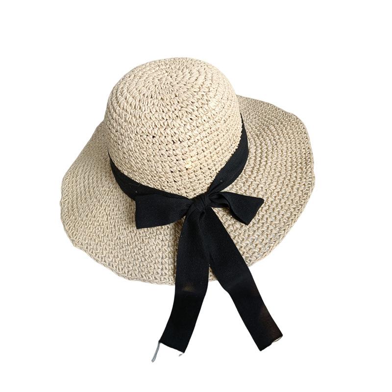 Соломенная шляпа женская летняя на шнуровке пляжная шляпа маленькая свежая отпускная прохладная шляпа защита от солнца шляпа с козырьком