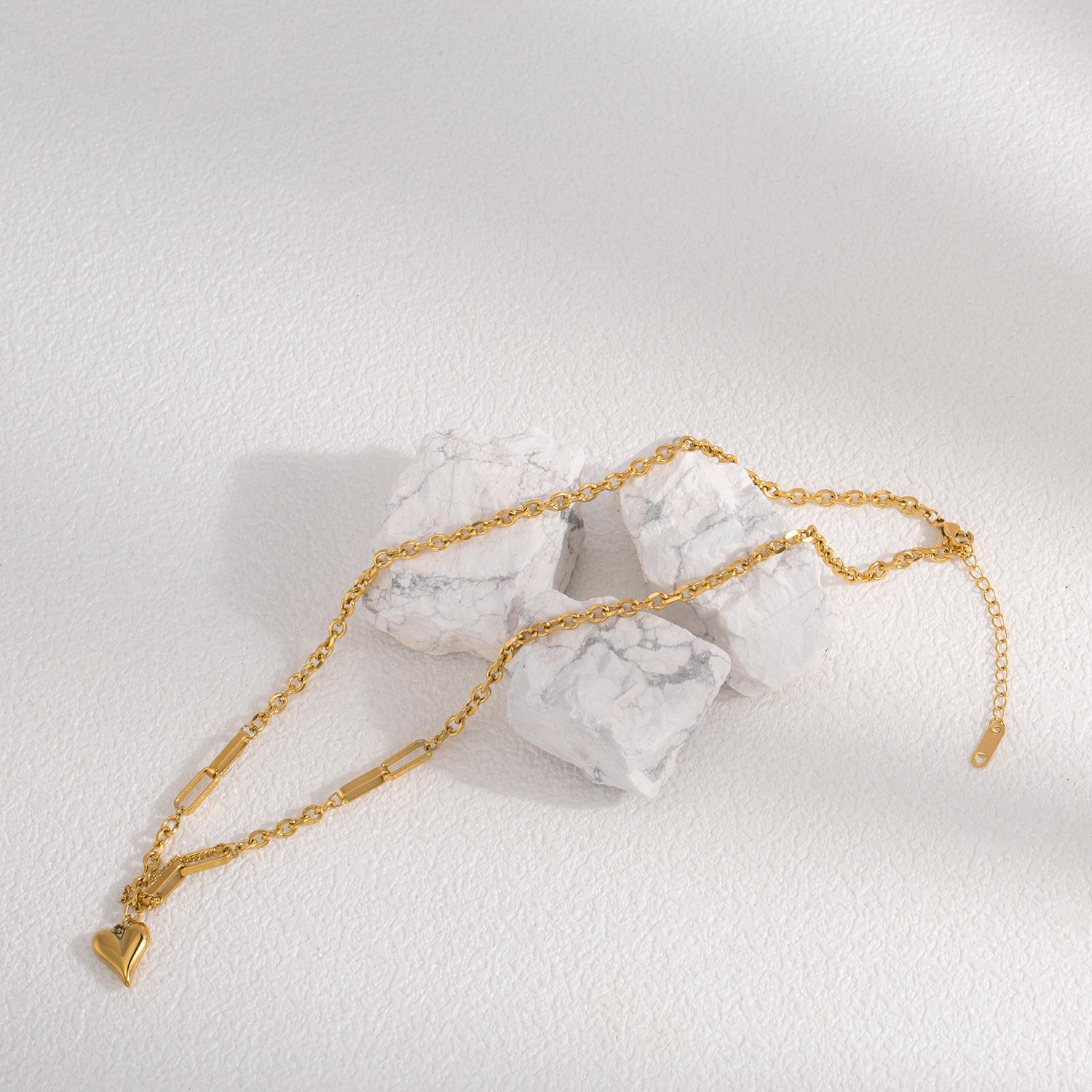 Ожерелье в стиле хип-хоп в форме сердца, нержавеющая сталь, не выцветающие модные украшения для вечеринки золотой