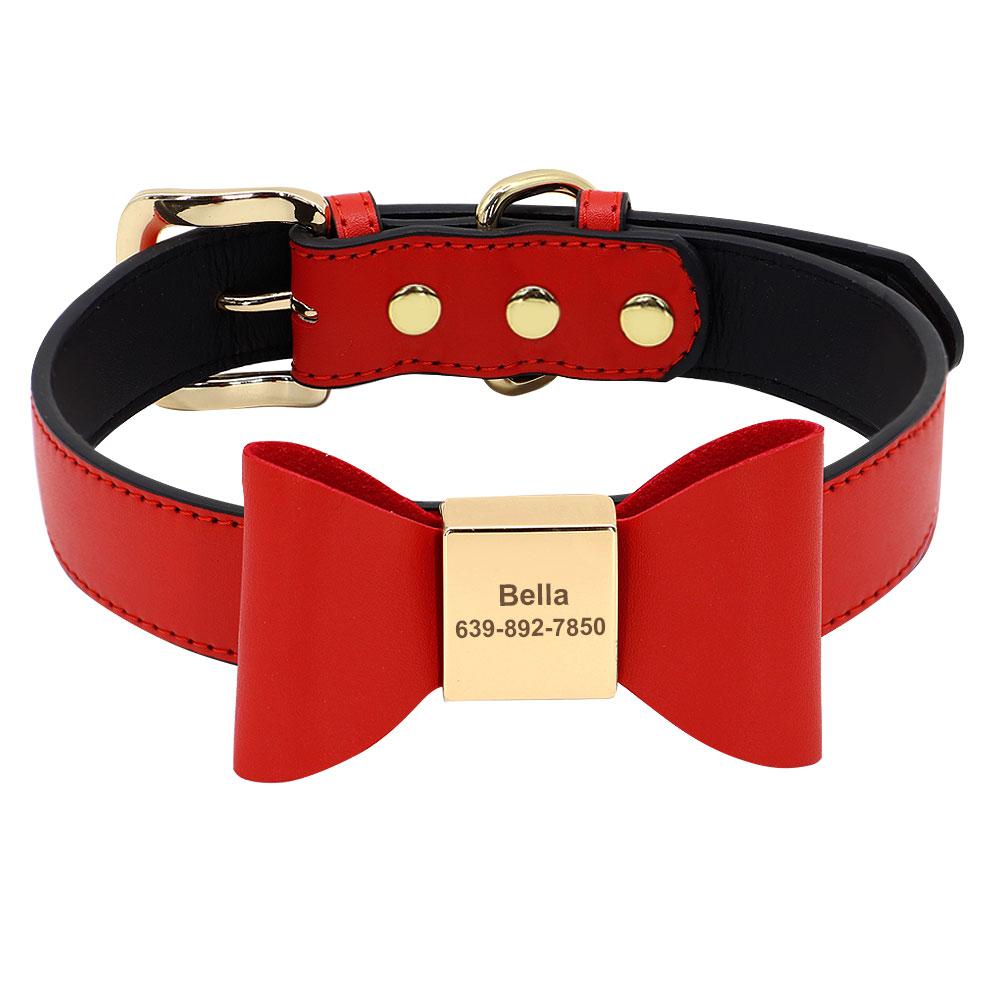 Personalized Dog Collar Cute Bowknot Engraved Dog Collars PU Leather Puppy Cat Necklace Adjustable for Small Medium Large Dogs S
Personalized Dog Collar Cute Bowknot Engraved Dog Collars PU Leather Puppy Cat Necklace Adjustable for Small Medium Large Dogs S