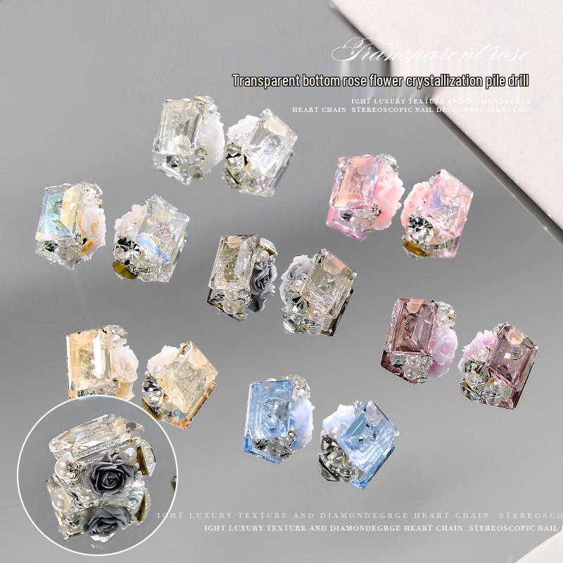 Celebrity-Style Long Rectangle Nail Art Rhinestones - Transparent White Crystal with Rose Flower Design
Celebrity-Style Long Rectangle Nail Art Rhinestones - Transparent White Crystal with Rose Flower Design
