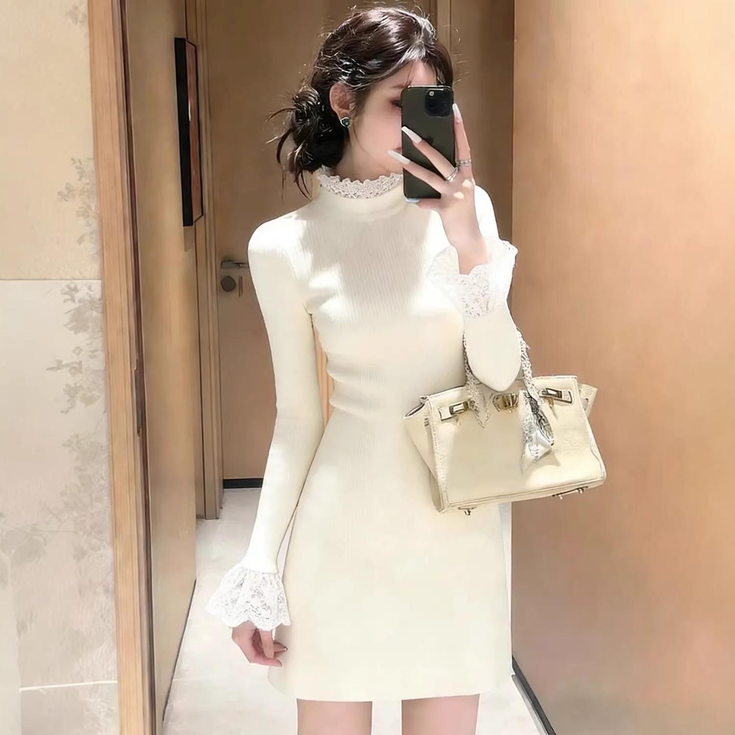 Korean Style High-Neck Lace Knit Slimming Dress - Women’s Autumn/Winter Mid-Length Dress L (52.5-60 kg)
Korean Style High-Neck Lace Knit Slimming Dress - Women’s Autumn/Winter Mid-Length Dress L (52.5-60 kg)
