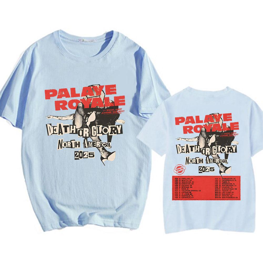 Хіп-хоп гурт Palaye Royale Футболка Death or Glory North America 2025 Tour Футболки з круглим вирізом Повсякденні бавовняні футболки Чоловіча/жіноча сорочка XS
Хіп-хоп гурт Palaye Royale Футболка Death or Glory North America 2025 Tour Футболки з круглим вирізом Повсякденні бавовняні футболки Чоловіча/жіноча сорочка XS