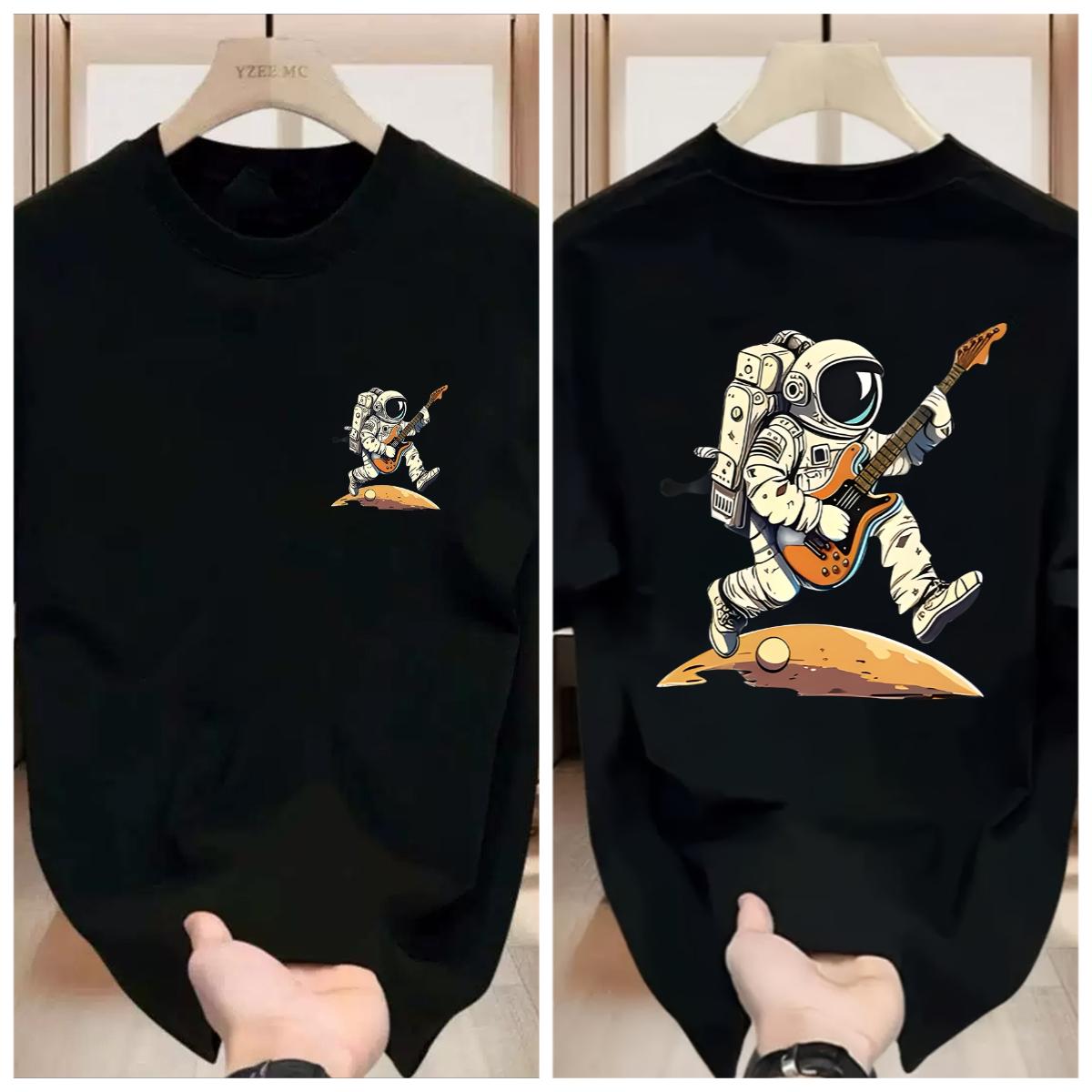 Men Cotton Graphic T-Shirt Astronaut Playing Guitar on Moon Print Casual Round Neck Short Sleeve Summer Tee Men Clothing 4XL
Men Cotton Graphic T-Shirt Astronaut Playing Guitar on Moon Print Casual Round Neck Short Sleeve Summer Tee Men Clothing 4XL