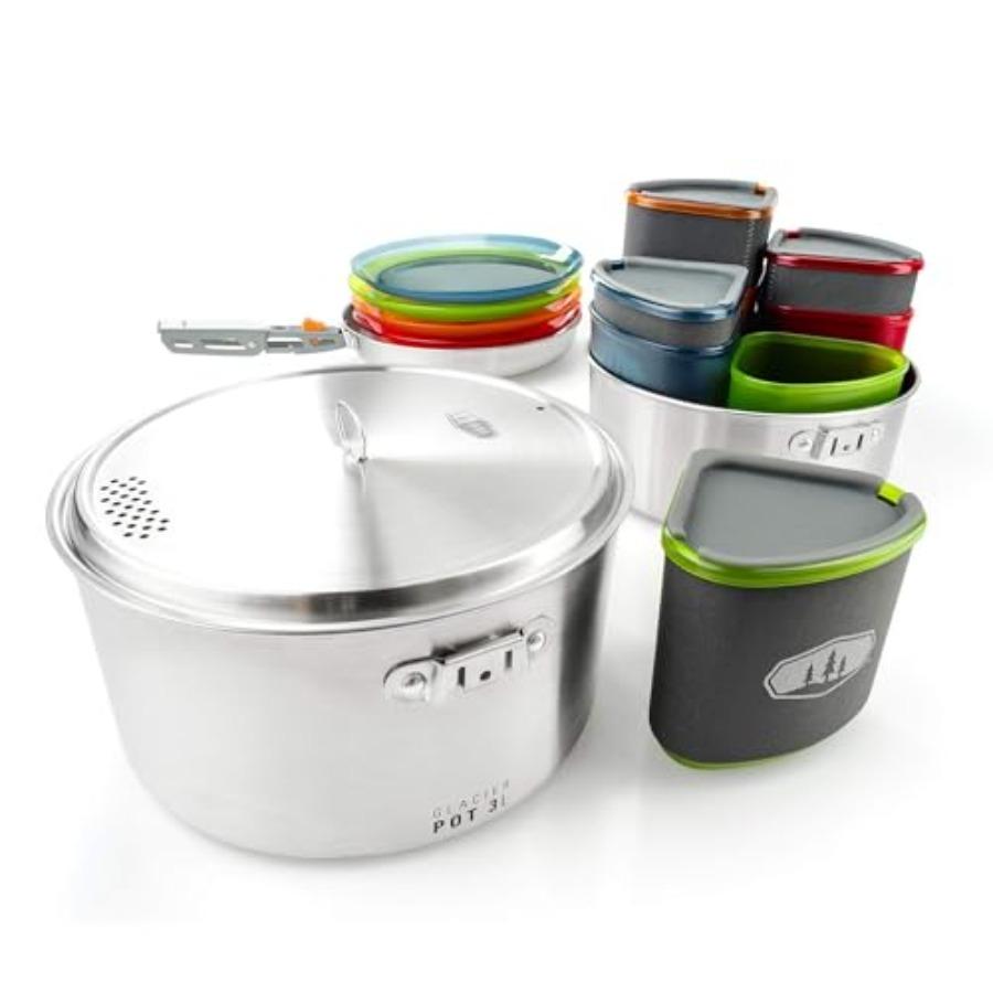 Glacier Stainless 4 Person Packable Cookware Dinnerware Set for Camping or Backpacking in Silver with Compact Lightweight Desig
Glacier Stainless 4 Person Packable Cookware Dinnerware Set for Camping or Backpacking in Silver with Compact Lightweight Desig