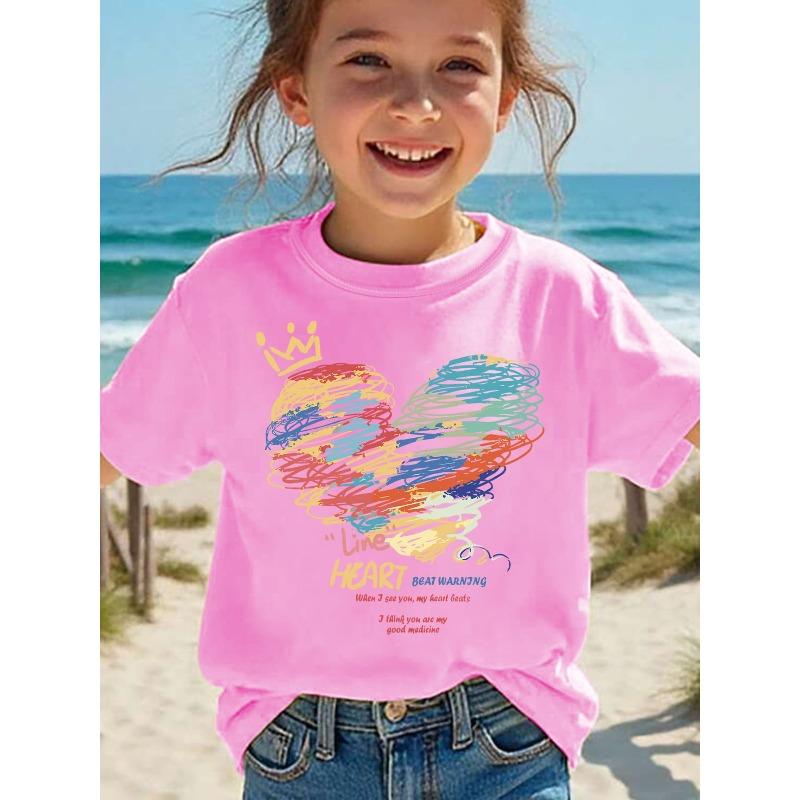 European sizes Summer Fashion Short-Sleeve T-Shirt for Girls Featuring a Line Heart Crown And Cartoon Heart Pattern, a Casual And Versatile Top 164cm рожевий
European sizes Summer Fashion Short-Sleeve T-Shirt for Girls Featuring a Line Heart Crown And Cartoon Heart Pattern, a Casual And Versatile Top 164cm рожевий