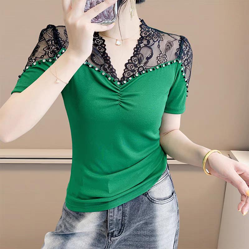 Summer Elastic V-Neck Hollow Out Lace Patchwork Mesh T-Shirt Women Sexy Off The Shoulder Tops Fashion Chic Beading Diamonds Tees 3XL чорний
Summer Elastic V-Neck Hollow Out Lace Patchwork Mesh T-Shirt Women Sexy Off The Shoulder Tops Fashion Chic Beading Diamonds Tees 3XL чорний