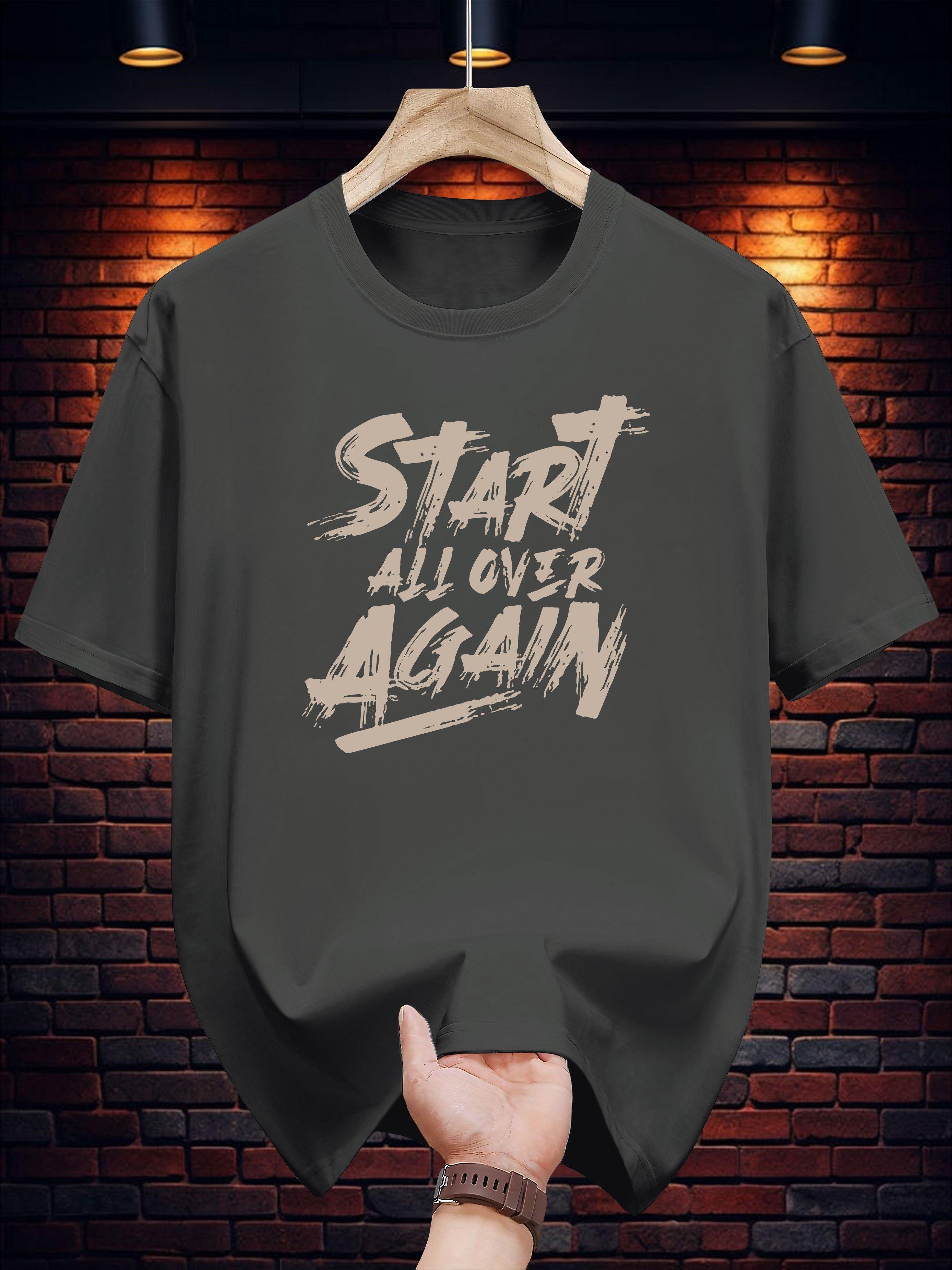200g 100% Cotton Short Sleeve T-shirt with START ALL OVER AGAIN Graphic Print - White Casual Summer Tee XXXXL
200g 100% Cotton Short Sleeve T-shirt with START ALL OVER AGAIN Graphic Print - White Casual Summer Tee XXXXL