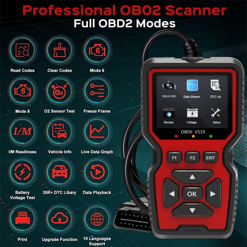 Сканер OBD2 Живі дані V519 Професійний інструмент для читання діагностичних кодів механіка Зчитувач кодів несправностей Автомобільний сканер 1set
Сканер OBD2 Живі дані V519 Професійний інструмент для читання діагностичних кодів механіка Зчитувач кодів несправностей Автомобільний сканер 1set