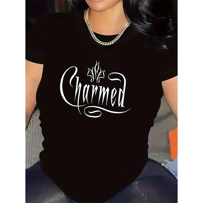 Women Charmed Graphic T-Shirt Black Floral Print Round Neck Short Sleeve Casual Everyday Medium Stretch Top 3XL чорний
Women Charmed Graphic T-Shirt Black Floral Print Round Neck Short Sleeve Casual Everyday Medium Stretch Top 3XL чорний