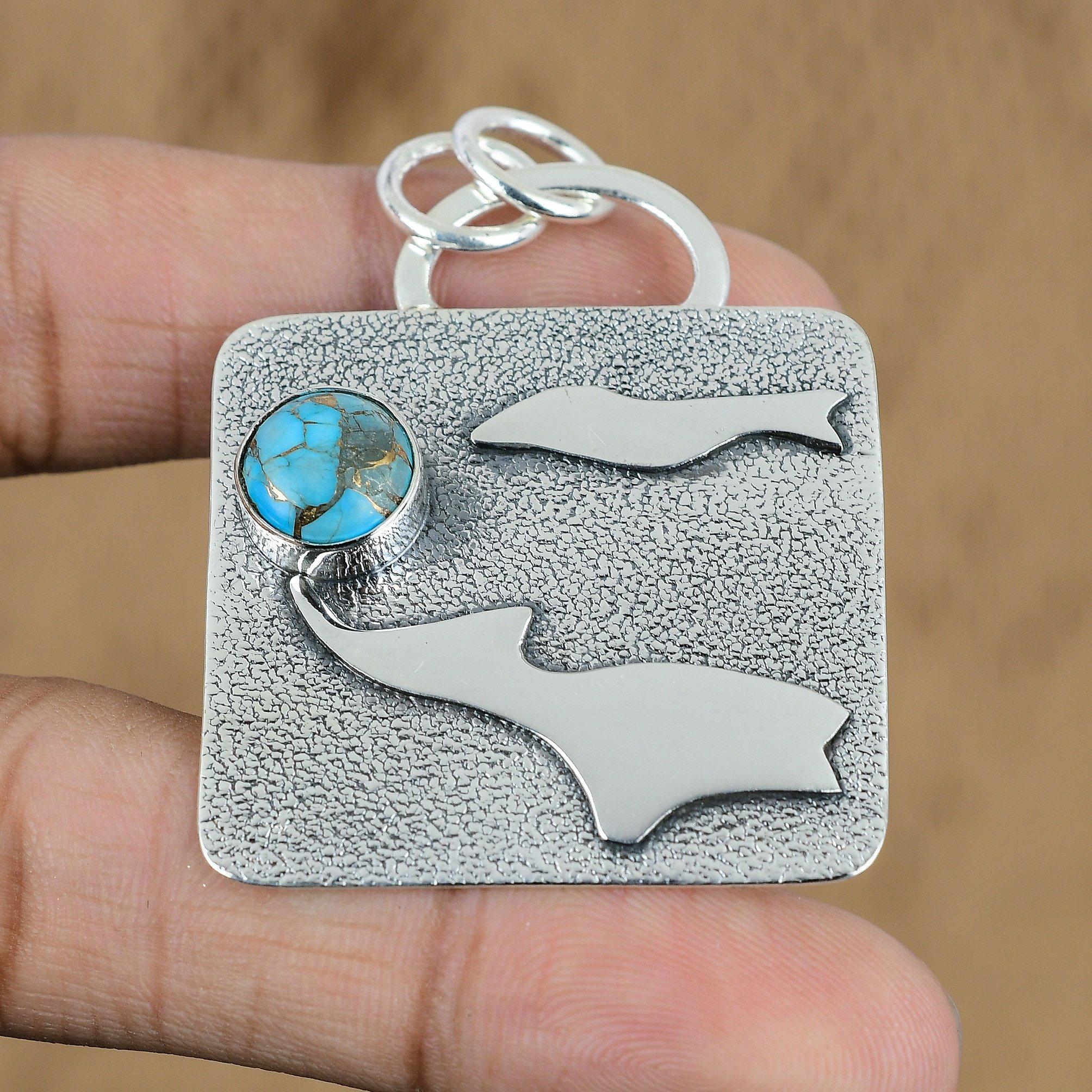Sterling Silver Copper Blue Turquoise Gemstone Wedding Birthday Pendant Jewelry
Sterling Silver Copper Blue Turquoise Gemstone Wedding Birthday Pendant Jewelry