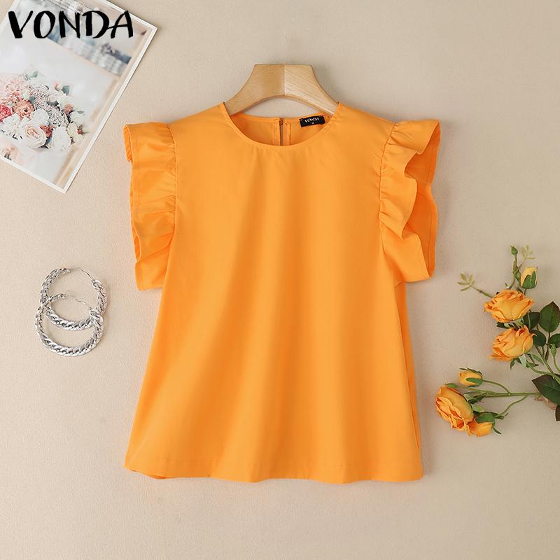 VONDA Женские летние топы-майки без рукавов с рюшами, однотонные, повседневные 4XL оранжевый
VONDA Женские летние топы-майки без рукавов с рюшами, однотонные, повседневные 4XL оранжевый