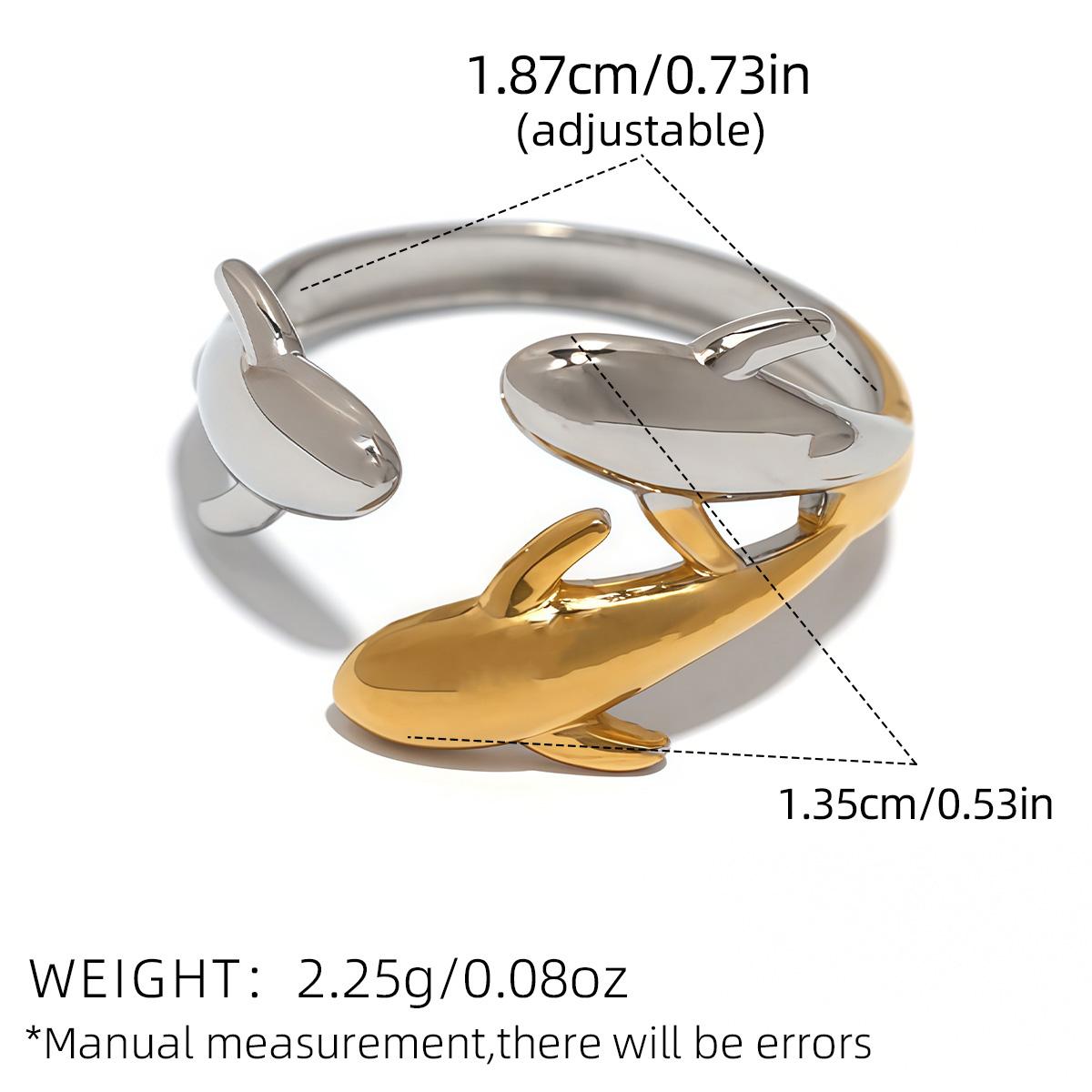 Minimalist 304 Stainless Steel Adjustable opening Dolphin Rings For Women Waterproof High Zircon For Vacation Seaside Etc resizable
Minimalist 304 Stainless Steel Adjustable opening Dolphin Rings For Women Waterproof High Zircon For Vacation Seaside Etc resizable