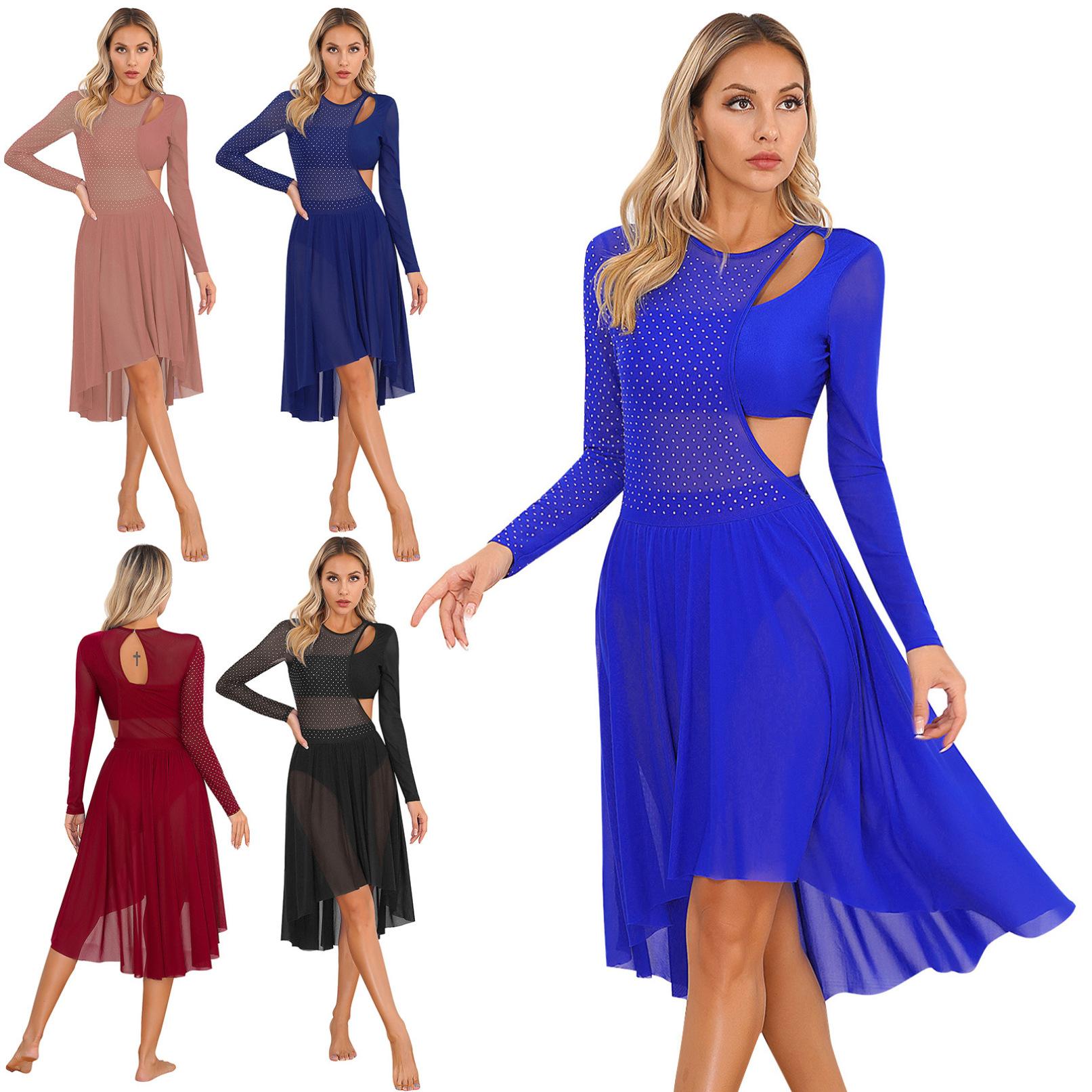 Жіночий ліричний сучасний танцювальний костюм з довгим рукавом і стразами, сітчаста сукня з вирізом у стилі печворк, балетна сукня-трико S темно-синього кольору
Жіночий ліричний сучасний танцювальний костюм з довгим рукавом і стразами, сітчаста сукня з вирізом у стилі печворк, балетна сукня-трико S темно-синього кольору