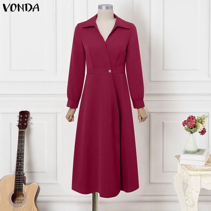 VONDA Women Elegant Turn Down Collar Long Sleeve Slim Waist Casual Pleated Dress 5XL червоний
VONDA Women Elegant Turn Down Collar Long Sleeve Slim Waist Casual Pleated Dress 5XL червоний