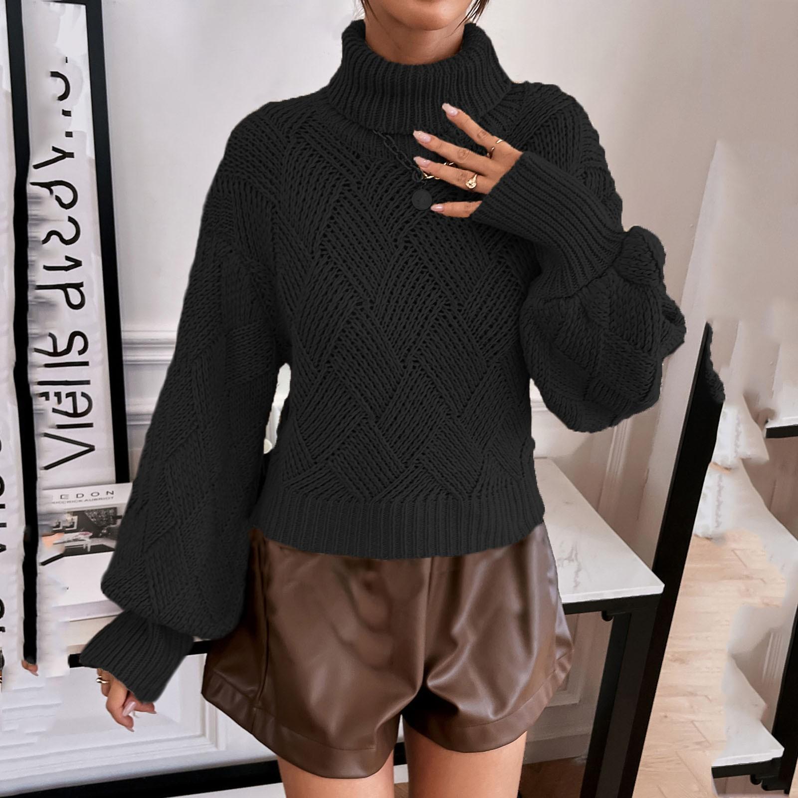 Женская мода повседневный вязаный пуловер с пышными рукавами и высоким воротом, свитер с длинными рукавами M чёрный
Женская мода повседневный вязаный пуловер с пышными рукавами и высоким воротом, свитер с длинными рукавами M чёрный