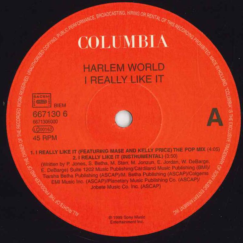 12inch Record HARLEM WORLD - I Really Like It 6671306 Columbia 1999 Europe Rap & Hip-Hop/R&B Used
12inch Record HARLEM WORLD - I Really Like It 6671306 Columbia 1999 Europe Rap & Hip-Hop/R&B Used