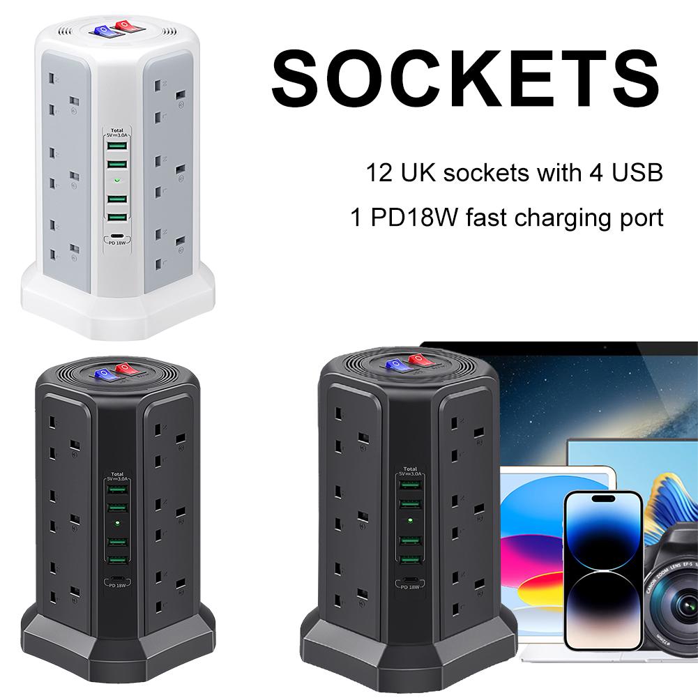 UK 1.8M Tower Extension Lead with USB Slots 13A 3250W PD18W Surge Protection Extension Lead with Switch 5 USB Ports and 12 Way white
UK 1.8M Tower Extension Lead with USB Slots 13A 3250W PD18W Surge Protection Extension Lead with Switch 5 USB Ports and 12 Way white