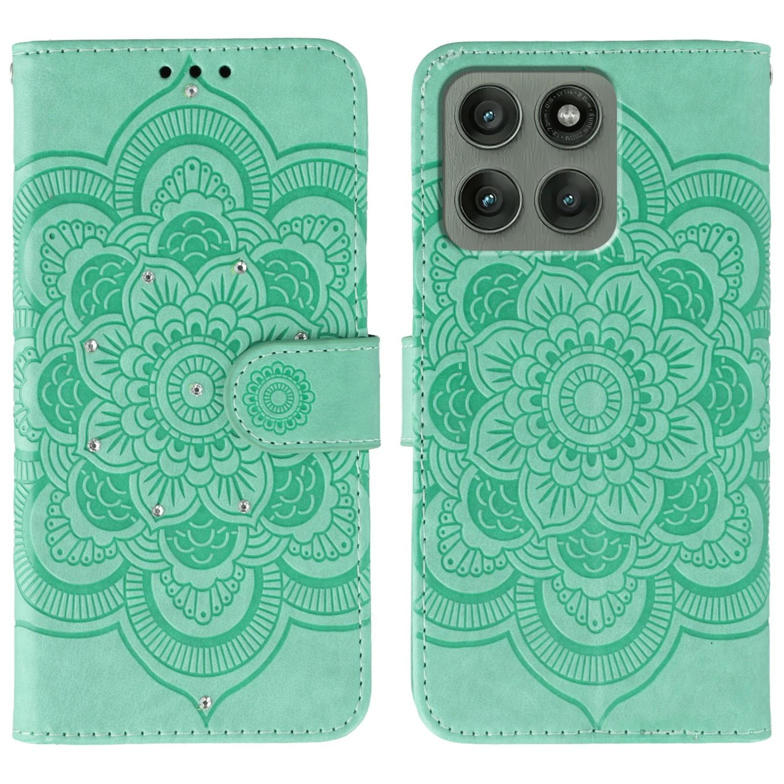 For Motorola Edge 60 Pro 5G Case Rhinestone Decor PU Leather Mandala Imprinted Design Phone Cover with Wrist Strap Green
For Motorola Edge 60 Pro 5G Case Rhinestone Decor PU Leather Mandala Imprinted Design Phone Cover with Wrist Strap Green