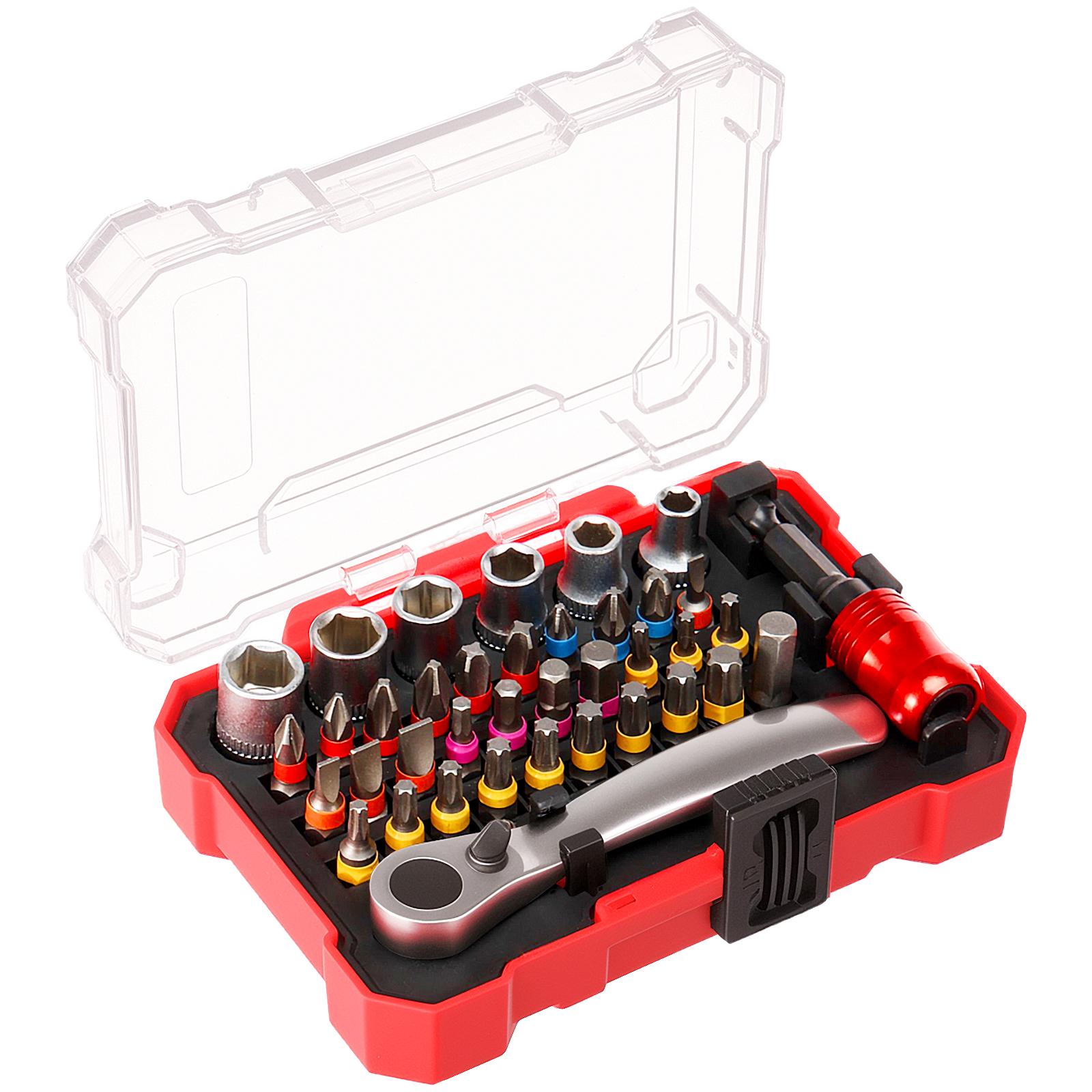 Набор трещоточной рукоятки и бит для отвертки 38 шт. Хвостовик 1/4 дюйма, магнитный наконечник, биты для отвертки с 6 головками для винтов
Набор трещоточной рукоятки и бит для отвертки 38 шт. Хвостовик 1/4 дюйма, магнитный наконечник, биты для отвертки с 6 головками для винтов