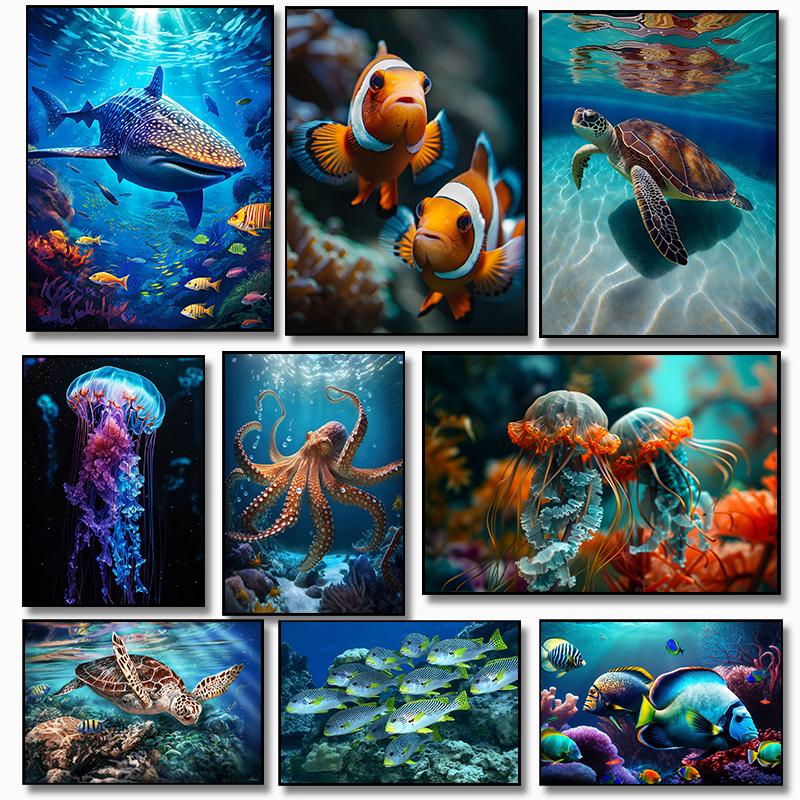 Modern Classic Sea Animals Turtle Shark Jellyfish Underwater World Poster Canvas Paintings Wall Art Pictures Aquarium Home Decor 21cm×30cm NoFrame
Modern Classic Sea Animals Turtle Shark Jellyfish Underwater World Poster Canvas Paintings Wall Art Pictures Aquarium Home Decor 21cm×30cm NoFrame