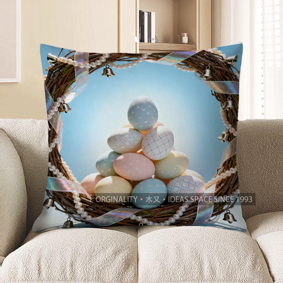 2D Wreath With Decorated Eggs Throw Pillow Pattern Cushion Cover Suitable For Sofa Bedroom Car Pillow Cover 40x40cm
2D Wreath With Decorated Eggs Throw Pillow Pattern Cushion Cover Suitable For Sofa Bedroom Car Pillow Cover 40x40cm