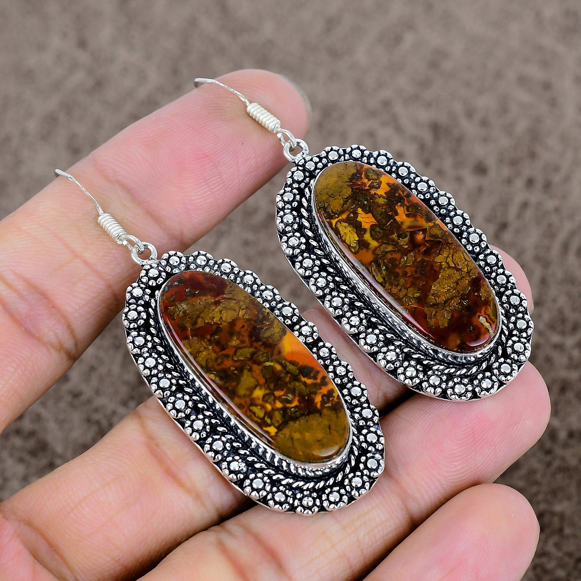 Seam Agate Gemstone Handmade 925 Sterling Silver Jewelry Earring 2.56 KKG-695
Seam Agate Gemstone Handmade 925 Sterling Silver Jewelry Earring 2.56 KKG-695