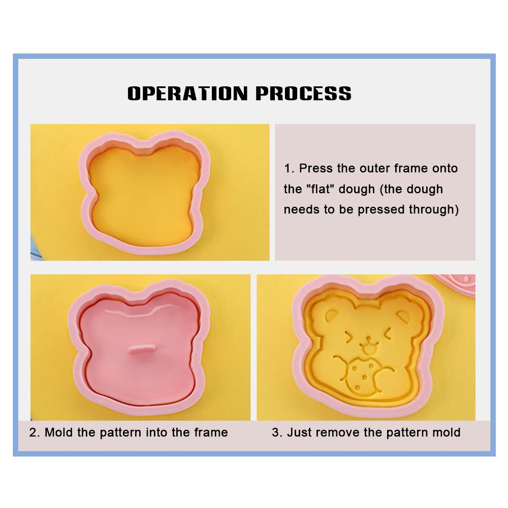 8шт. Трафарет для печенья с изображением медведя из мультфильма, 3D-трафарет для печенья, пластиковый трафарет для выпечки