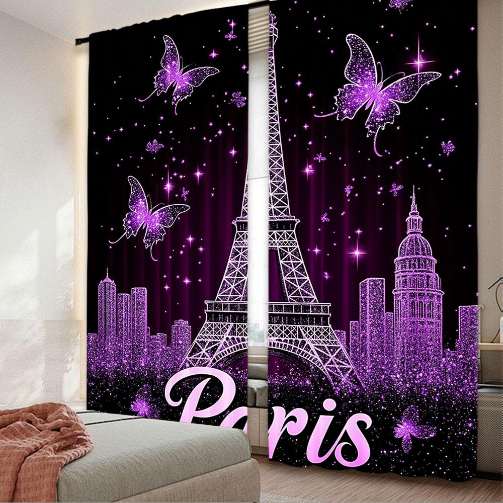 Paris Eiffel Tower Curtains Adults Butterfly Florals Fashion Purple Romantic Suitable Living Room Bedroom Set Of 2 Made Polyester Sitting Decor W100*H70(CM)-Grommet top&1PCS
Paris Eiffel Tower Curtains Adults Butterfly Florals Fashion Purple Romantic Suitable Living Room Bedroom Set Of 2 Made Polyester Sitting Decor W100*H70(CM)-Grommet top&1PCS
