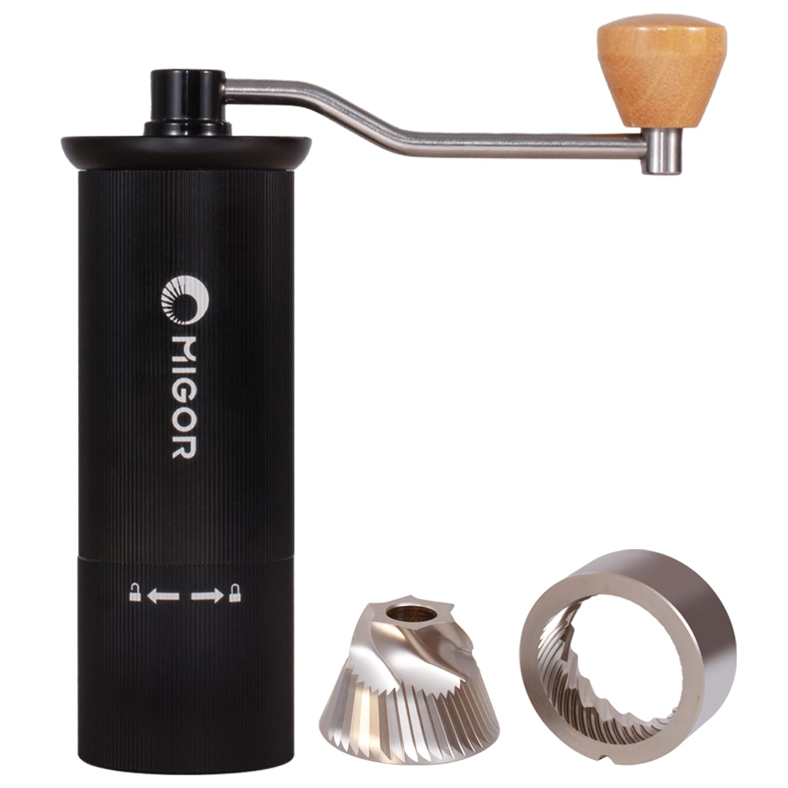 MIGOR G22 Ручная кофемолка Портативная Коническая из нержавеющей стали с регулируемой степенью помола, Компактная, (Диаметр 50 мм) чёрный