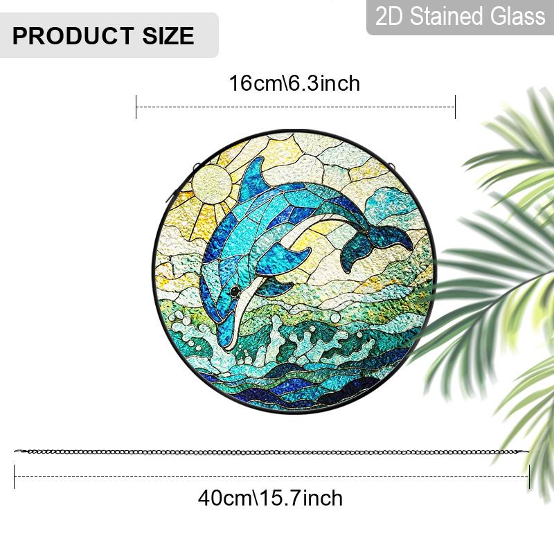 2D Flat Stained Glass Blue Dolphin Window Decoration, 6.3/7.87inches Ocean Theme Colored Glass Plate with Chain, Charming Indoor/Outdoor Sun Catcher 6.3inch
2D Flat Stained Glass Blue Dolphin Window Decoration, 6.3/7.87inches Ocean Theme Colored Glass Plate with Chain, Charming Indoor/Outdoor Sun Catcher 6.3inch