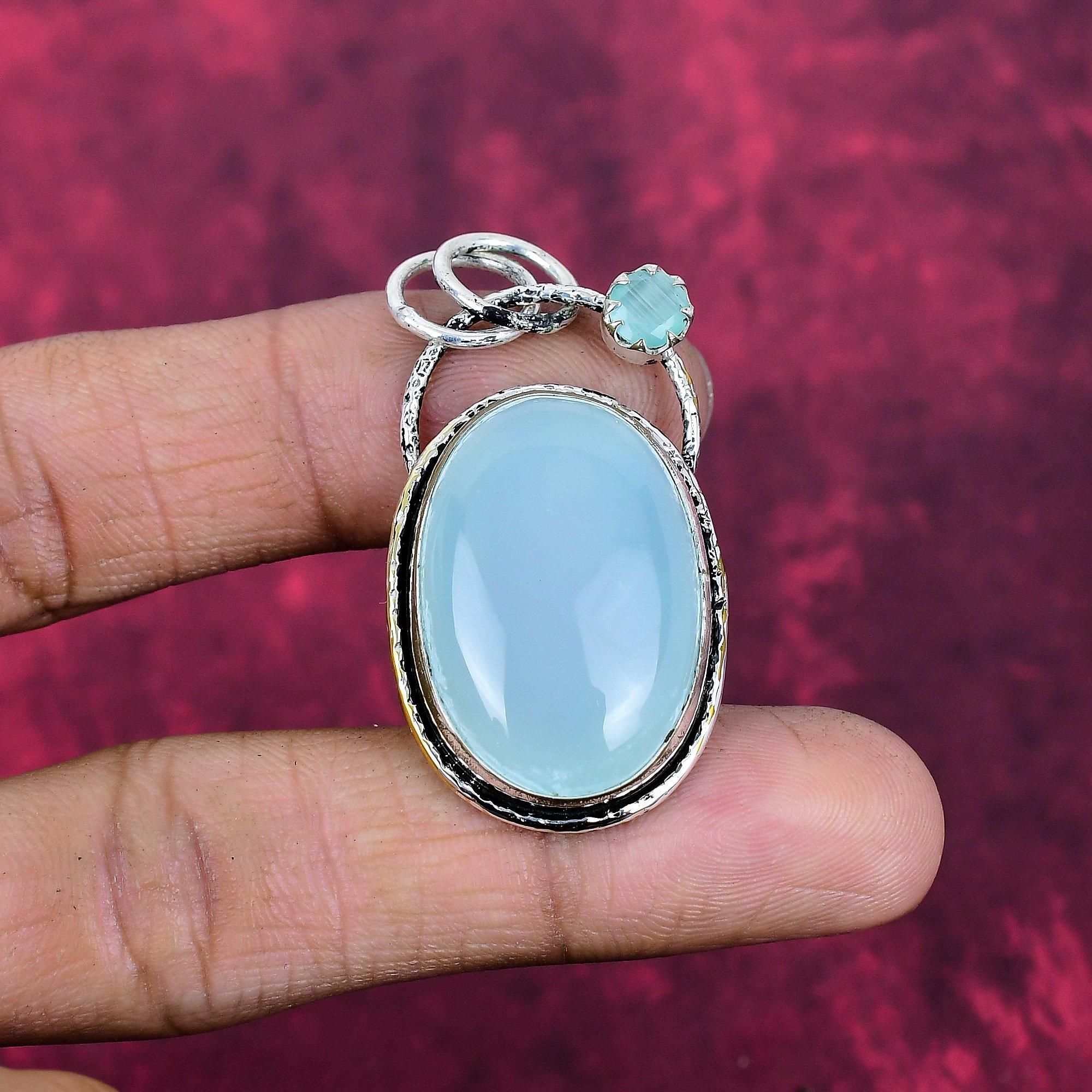 Голубой Халцедон и Халцедон Драгоценный Камень 925 Стерлинговое Серебро Ювелирное Изделие Ручной Работы Подвеска, Для Подарка на День Благодарения 1.96 Inches
Голубой Халцедон и Халцедон Драгоценный Камень 925 Стерлинговое Серебро Ювелирное Изделие Ручной Работы Подвеска, Для Подарка на День Благодарения 1.96 Inches