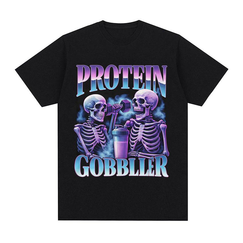 Protein Gobbler Gym TShirt Funny Skeleton Fitness Weightlifting Meme Graphic TShirt Unisex Women Fashion High Quality Cotton Tees 4XL
Protein Gobbler Gym TShirt Funny Skeleton Fitness Weightlifting Meme Graphic TShirt Unisex Women Fashion High Quality Cotton Tees 4XL