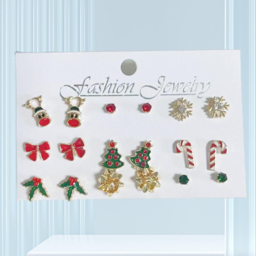 9 Pairs Alloy Christmas Earrings Christmas Tree Elk Snowflake New Year Stud Earrings Rhinestone Bow Crutch Fashion Women Jewery
9 Pairs Alloy Christmas Earrings Christmas Tree Elk Snowflake New Year Stud Earrings Rhinestone Bow Crutch Fashion Women Jewery