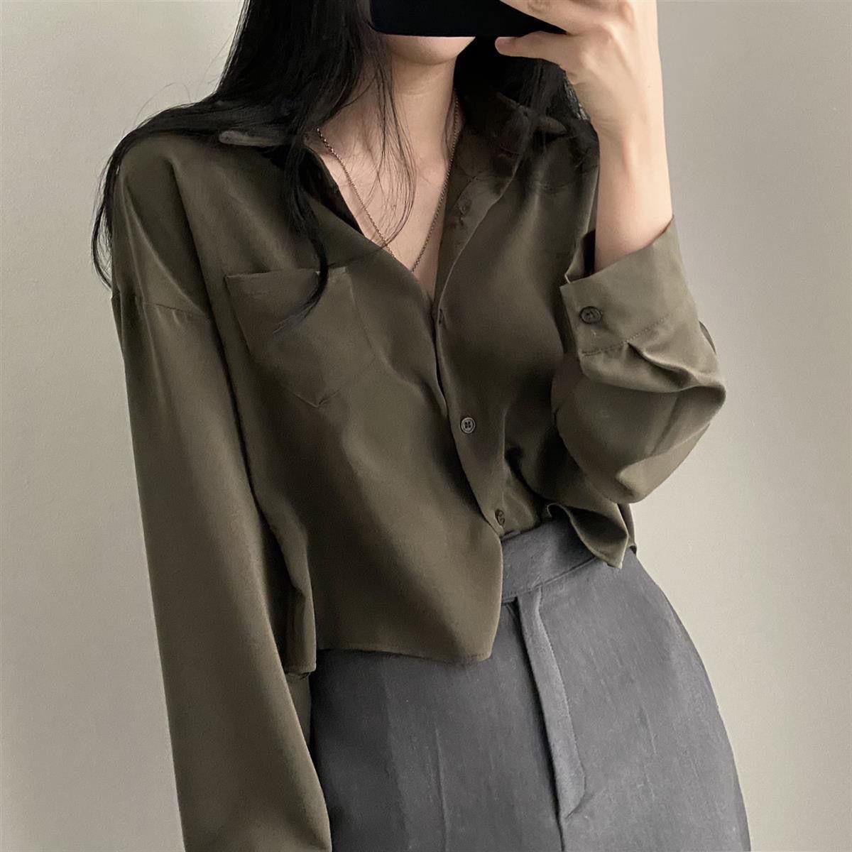 Simple Single Breasted Loose Casual Solid Long Sleeved Shirt And Blouse Office Lady Trend Short Top Simple Elegant White Clothes S зелёный
Simple Single Breasted Loose Casual Solid Long Sleeved Shirt And Blouse Office Lady Trend Short Top Simple Elegant White Clothes S зелёный