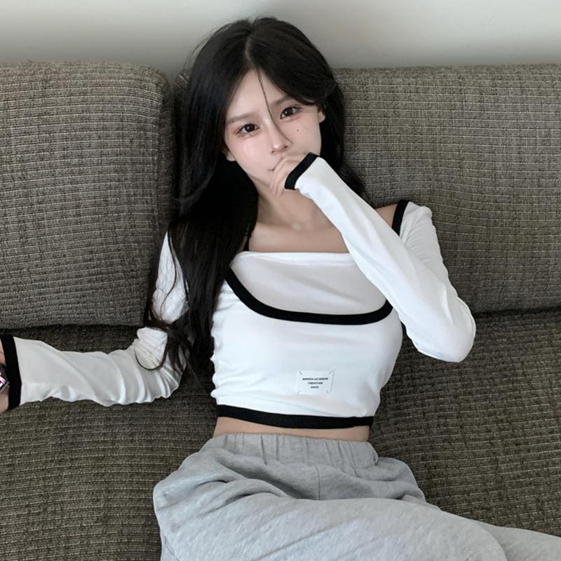 Тонка солодка футболка з довгими рукавами контрастного кольору, жіночі топи, що оголюють пупок One Size
Тонка солодка футболка з довгими рукавами контрастного кольору, жіночі топи, що оголюють пупок One Size