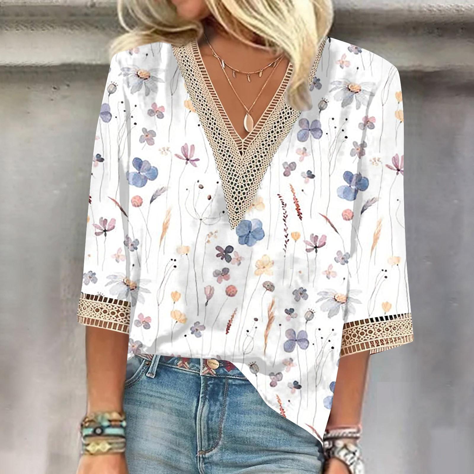 Женская рубашка-блузка Повседневные свободные рубашки с рукавами 3/4 и кружевной отделкой Топы с v-образным вырезом и принтом Топы с принтом Футболки Футболки XXL синий
Женская рубашка-блузка Повседневные свободные рубашки с рукавами 3/4 и кружевной отделкой Топы с v-образным вырезом и принтом Топы с принтом Футболки Футболки XXL синий