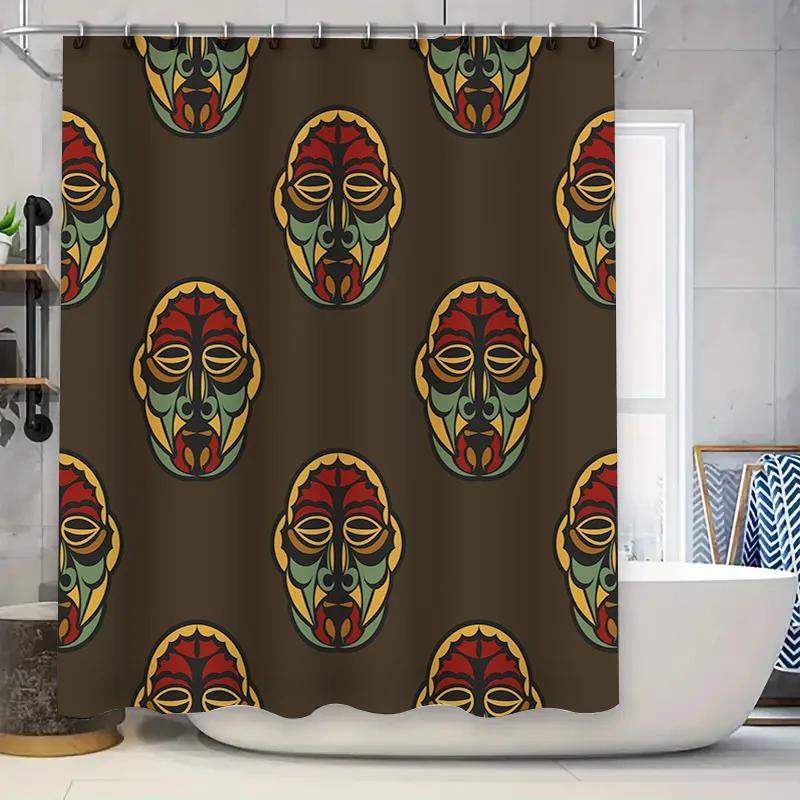 Vintage Tribal Mask Shower Curtain Waterproof Home Decor Bathroom Liner Dark Green Red Yellow Black Colorful Design 69X72 Inch W60H190(CM)-1 Pcs
Vintage Tribal Mask Shower Curtain Waterproof Home Decor Bathroom Liner Dark Green Red Yellow Black Colorful Design 69X72 Inch W60H190(CM)-1 Pcs