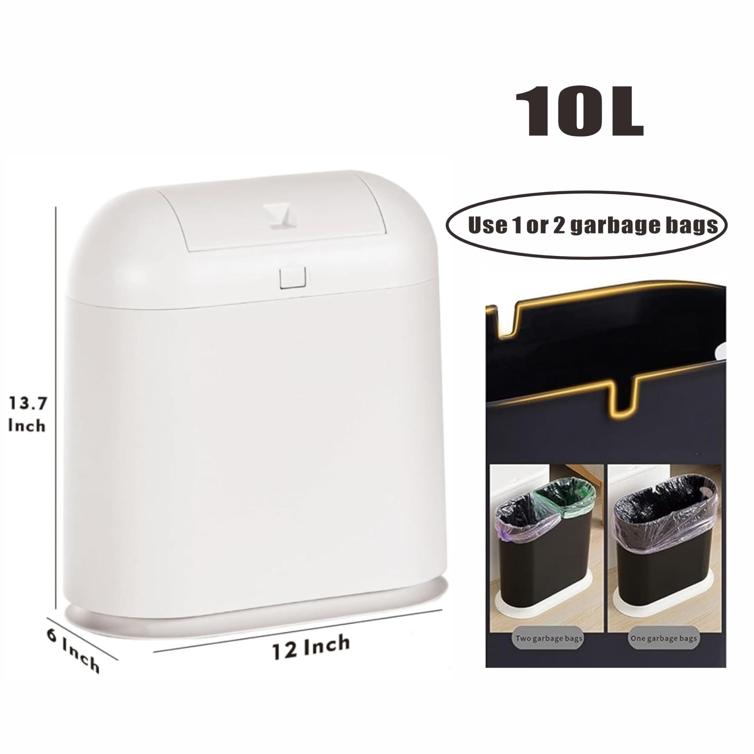 Мусорное ведро для ванной комнаты объемом 10 л с крышкой, узкое мусорное ведро для ванной комнаты, черная корзина для мусора, защищенная от собак, туалетная корзина для мусора для кухни 10L белый
Мусорное ведро для ванной комнаты объемом 10 л с крышкой, узкое мусорное ведро для ванной комнаты, черная корзина для мусора, защищенная от собак, туалетная корзина для мусора для кухни 10L белый