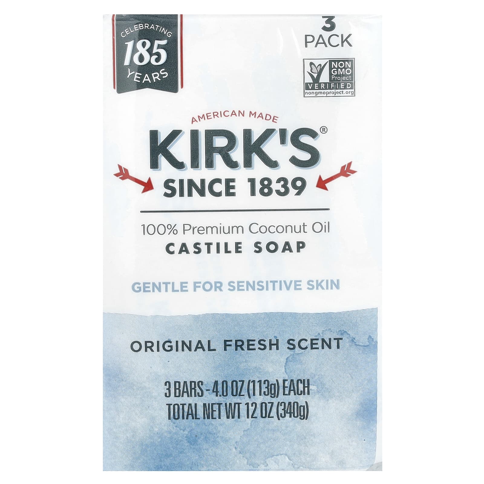 Kirk S, 100% Premium Coconut Oil Gentle Castile Soap, Original Fresh Scent, 3 Count, 113G(4Oz) Each
Kirk S, 100% Premium Coconut Oil Gentle Castile Soap, Original Fresh Scent, 3 Count, 113G(4Oz) Each