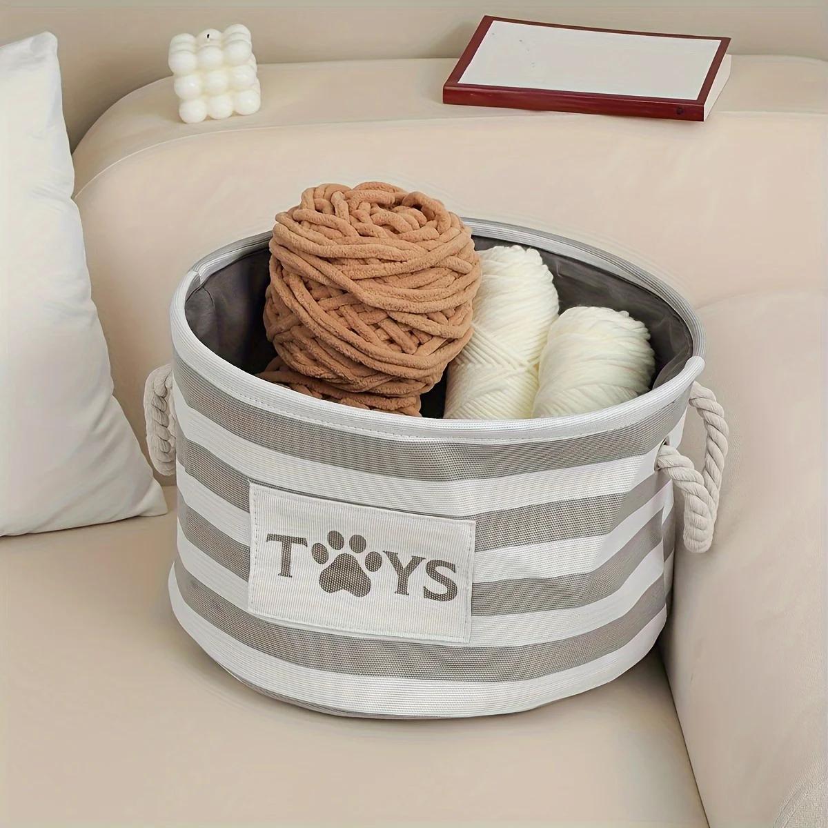 1pc-Foldable Striped Pet Toy Basket Dog Toy Storage Box with Woven Rope Handle Pet Storage Basket for Dog Toys and Accessories серый белый
1pc-Foldable Striped Pet Toy Basket Dog Toy Storage Box with Woven Rope Handle Pet Storage Basket for Dog Toys and Accessories серый белый