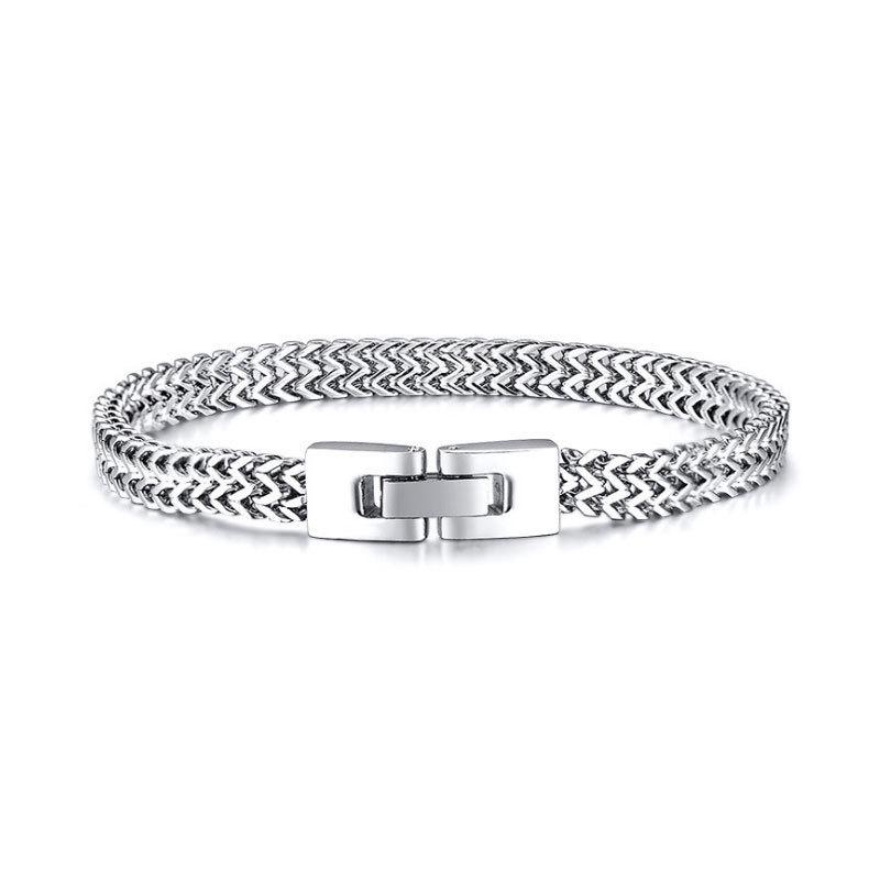 European-American Style Titanium Steel Men s Bracelet with Square Magnetic Buckle Steel Color 19CM
European-American Style Titanium Steel Men s Bracelet with Square Magnetic Buckle Steel Color 19CM