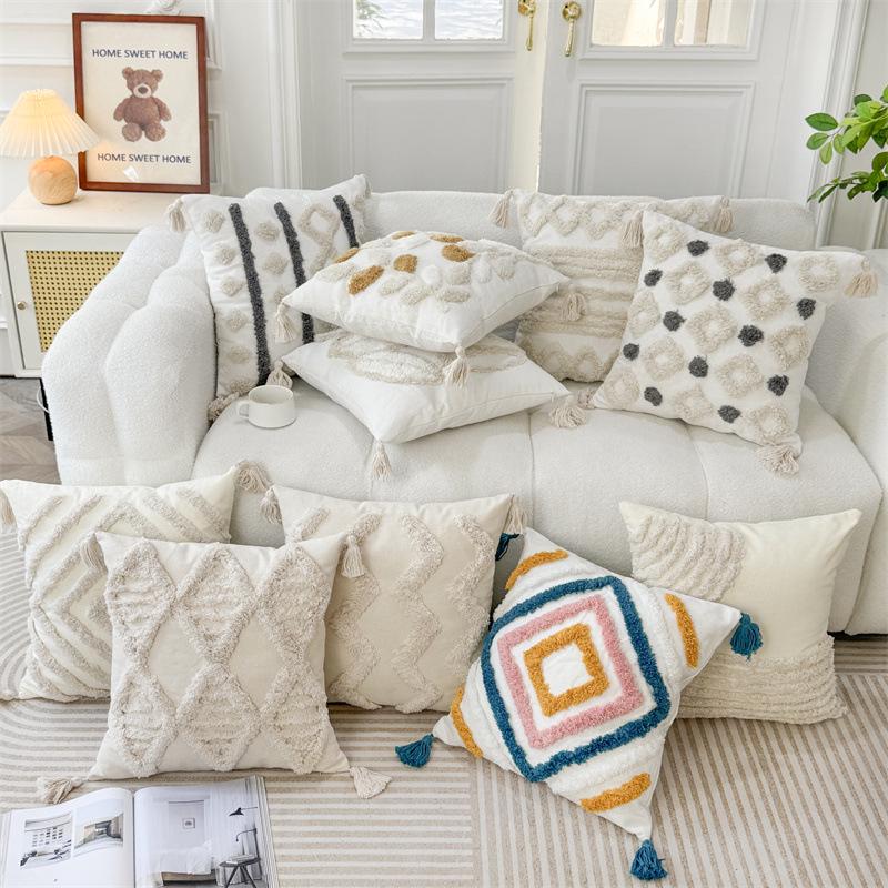 Bohemian Flocked Embossed Tassel Woven Lumbar Pillow Cover Half Arc; Shell
Bohemian Flocked Embossed Tassel Woven Lumbar Pillow Cover Half Arc; Shell