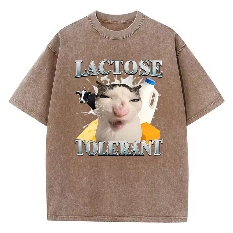 Retro T Shirt Vintage Washed Cotton T-Shirt Lactose Toleran Cat Graphic Tee Casual Streetwear Spring Summer Top Tee S
Retro T Shirt Vintage Washed Cotton T-Shirt Lactose Toleran Cat Graphic Tee Casual Streetwear Spring Summer Top Tee S