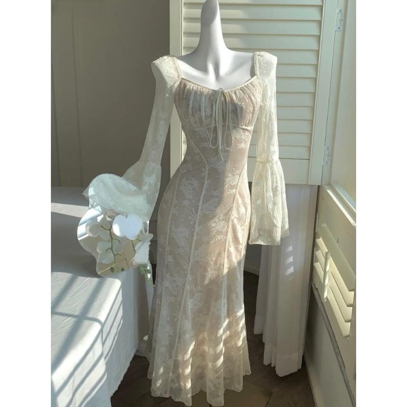 Элегантное длинное платье русалки на весну и лето, модное тонкое платье с расклешенными рукавами, свадебное подиумное вечерние кружевное платье, женская винтажная одежда M бежевый
Элегантное длинное платье русалки на весну и лето, модное тонкое платье с расклешенными рукавами, свадебное подиумное вечерние кружевное платье, женская винтажная одежда M бежевый