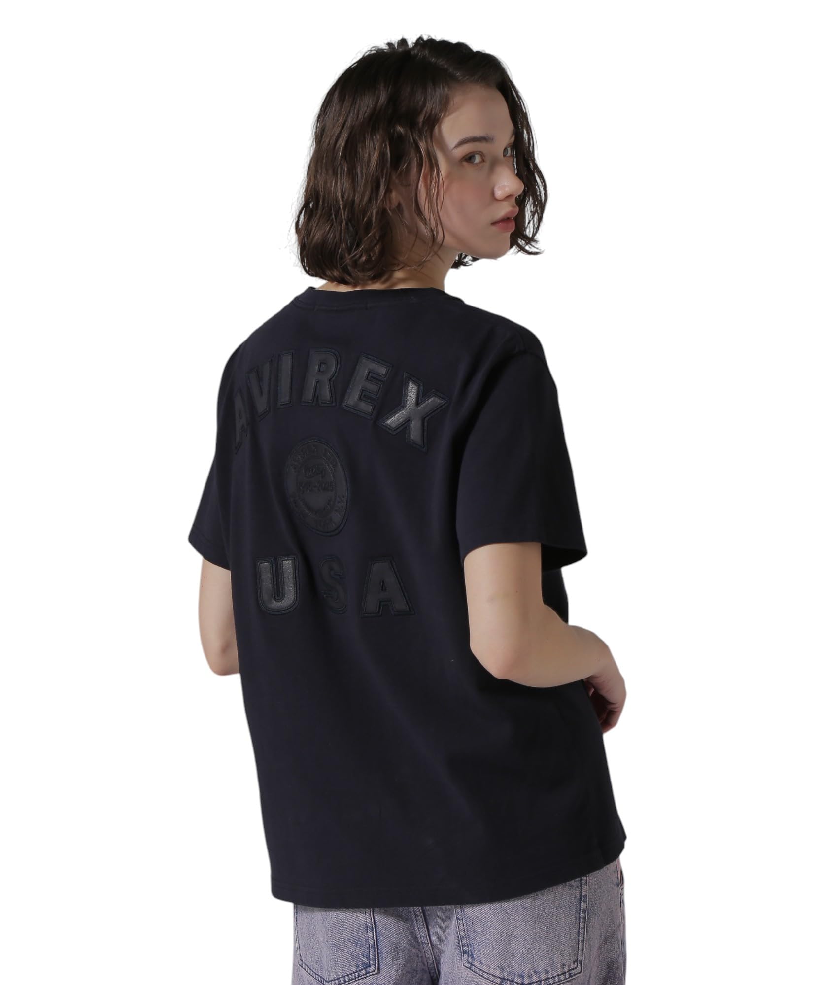 AVIREX 50th Anniversary Leather Patched Varsity T-Shirt Women s F 120 Navy 783-5135607
AVIREX 50th Anniversary Leather Patched Varsity T-Shirt Women s F 120 Navy 783-5135607