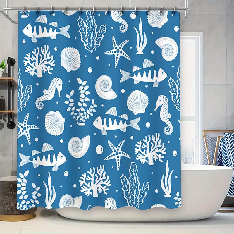 Blue White Coral Fish Shower Curtain Decorative Printing Bath Mats Shower Curtains Home Decoration Waterproof Bathroom Liner Wit W60H190(CM)-1 Pcs
Blue White Coral Fish Shower Curtain Decorative Printing Bath Mats Shower Curtains Home Decoration Waterproof Bathroom Liner Wit W60H190(CM)-1 Pcs