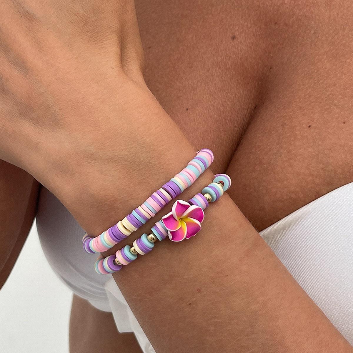 INS Style Bohemian Flower Bracelet Set: Mixed Color Polymer Clay, Elastic, Two-Piece
INS Style Bohemian Flower Bracelet Set: Mixed Color Polymer Clay, Elastic, Two-Piece