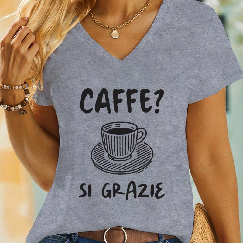 Летние женские футболки Caffee Si Grazie с графическим принтом Любитель кофе V-образный вырез Летняя одежда Новый дизайн Кофейная вечеринка Юмористическая футболка S
Летние женские футболки Caffee Si Grazie с графическим принтом Любитель кофе V-образный вырез Летняя одежда Новый дизайн Кофейная вечеринка Юмористическая футболка S